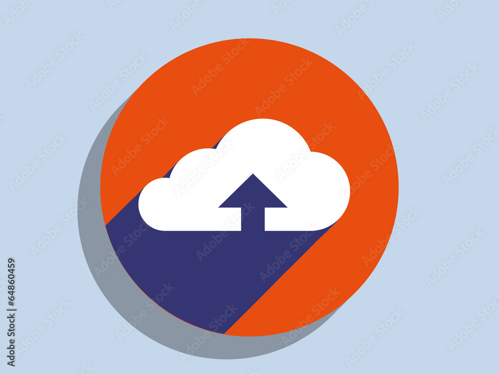 Flat long shadow icon of upload cloud Flat long shadow icon of upload cloud