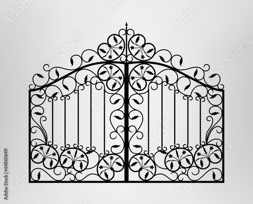 Forged gate. Architecture detail. Vector EPS10.