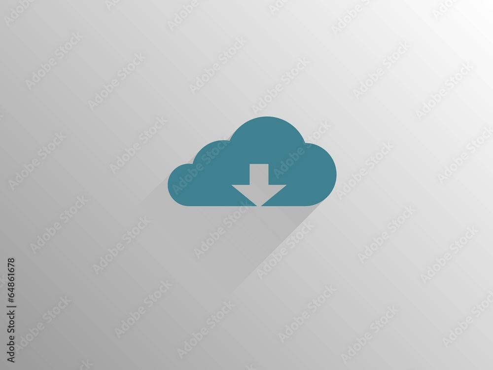 Flat long shadow icon of download cloud Flat long shadow icon of download cloud