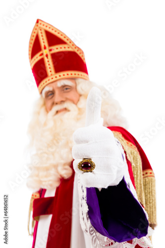 Sinterklaas Thumbs Up on white background photo