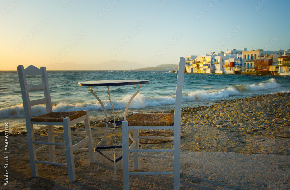 view of Little Venice in Mykonos view of Little Venice in Mykonos