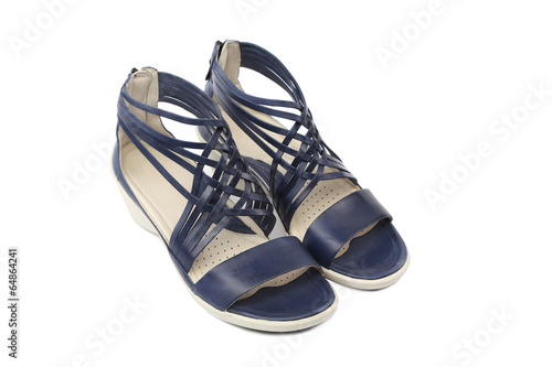 Pair of blue woman shoes.