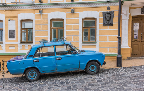Old blue Russian car in Kiev © venemama