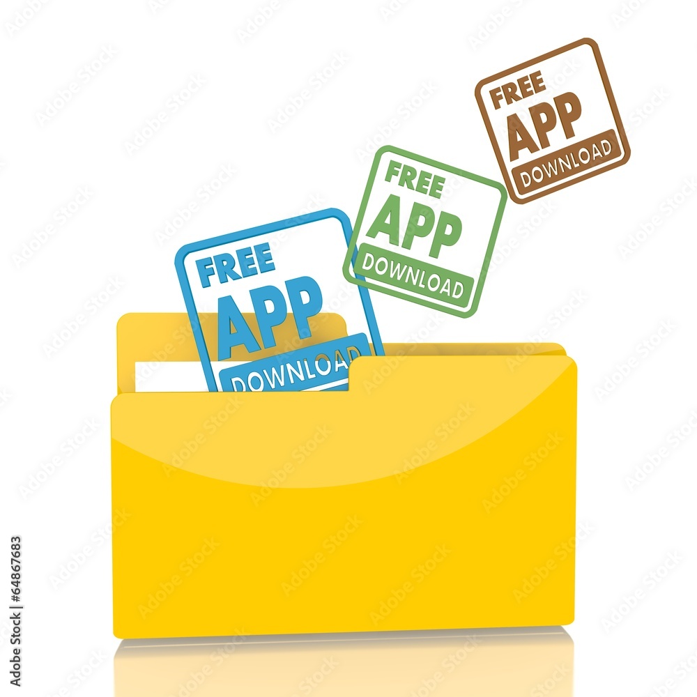 file folder with three free app download sign file folder with three free app download sign