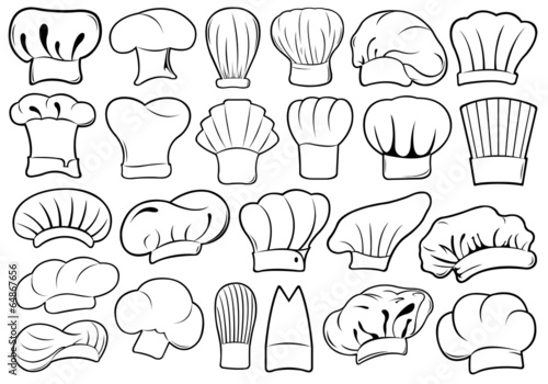 Set of different chef hats