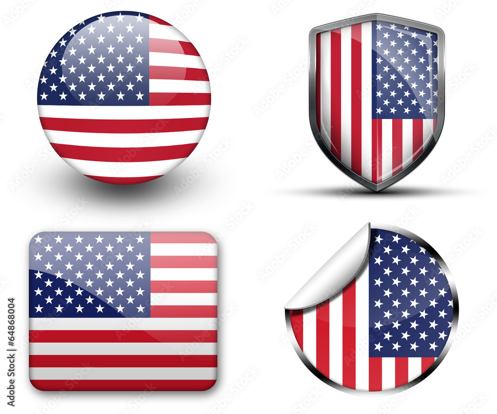 America flag button sticker and badge America flag button sticker and badge