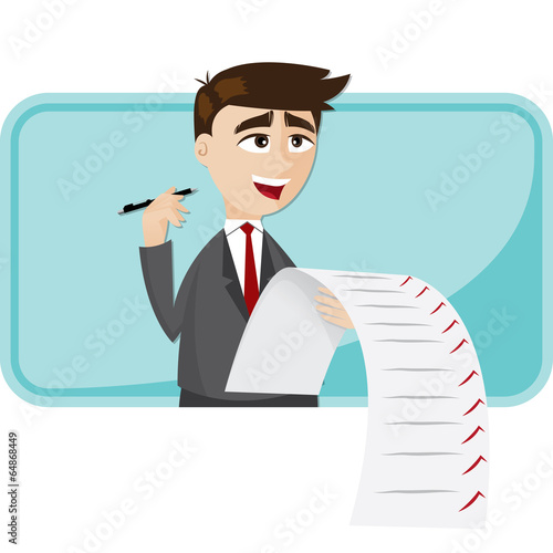 cartoon businessman with checklist paper