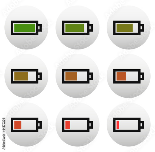 Battery level indicators (battery vector signs, symbols)