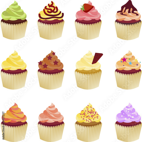 Set of vector cupcakes clipart