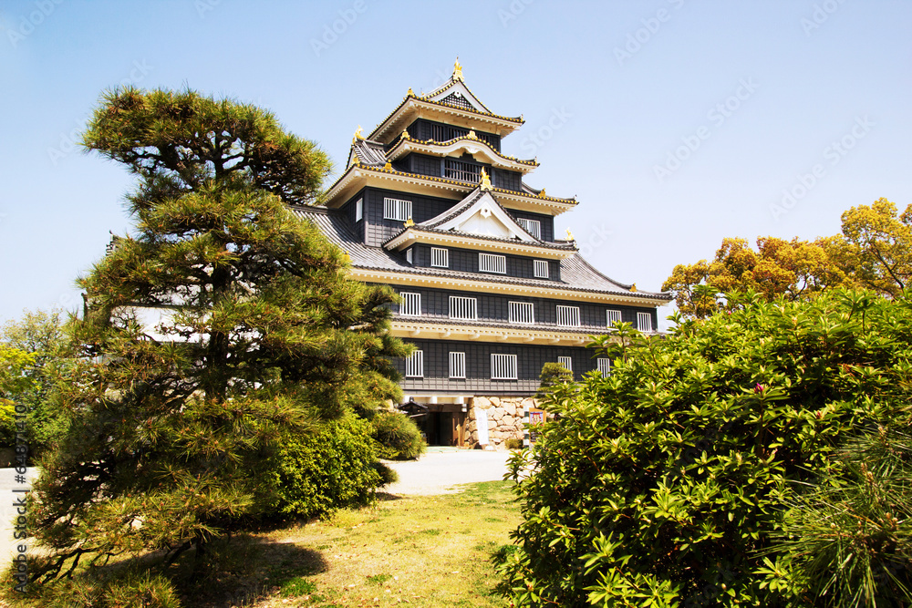 Okayama Castle or Crow Castle in Okayama