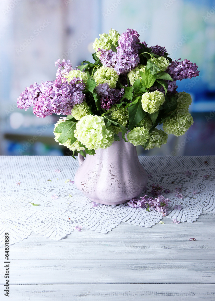 Beautiful spring flowers in vase, - obrazy, fototapety, plakaty 
