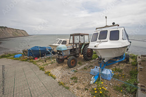 Wallpaper Mural Small pleasure boat on slipway at coast Torontodigital.ca
