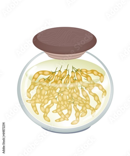 A Jar of Delicious Pickled Green Edamame