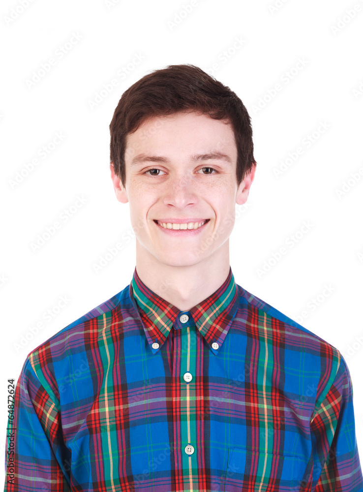 Young handsome smilling man in shirt isolated on white Young handsome smilling man in shirt isolated on white