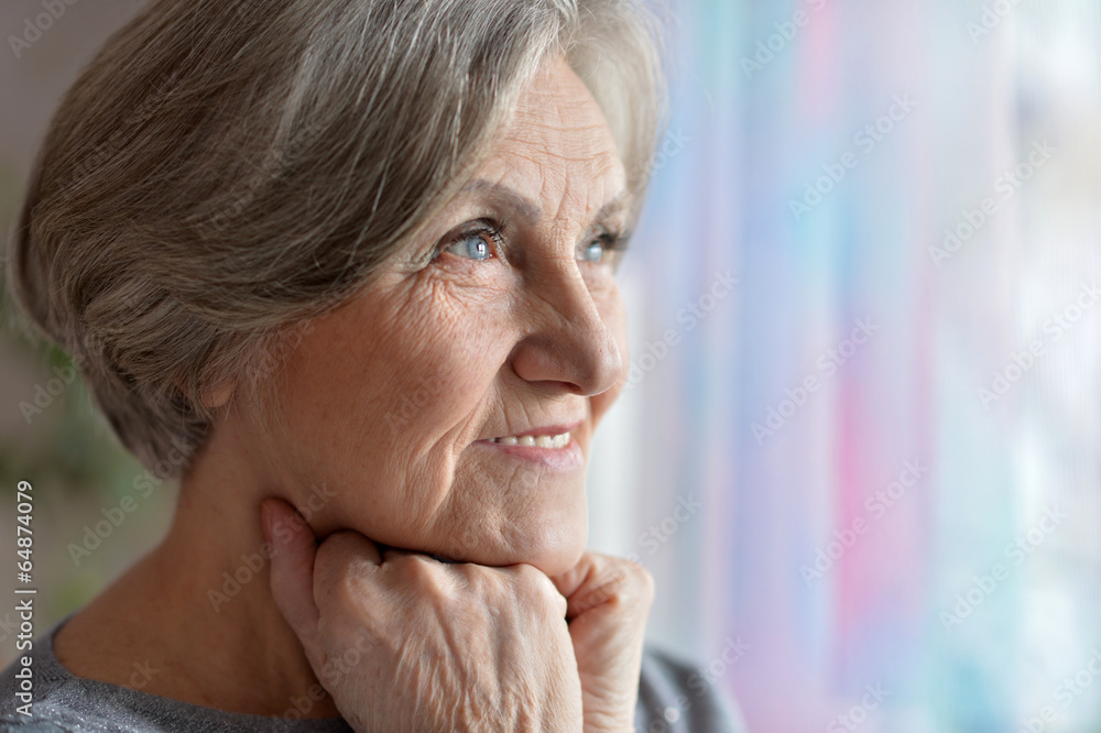 Elderly woman in the room