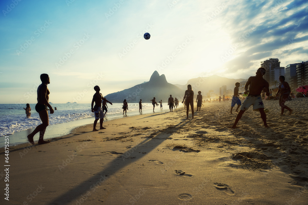 Carioca Brazilians Playing Altinho Futebol Beach Football