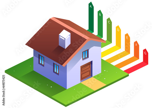 Energy Performance Certificate - Vector image of a small house with EPC ratings