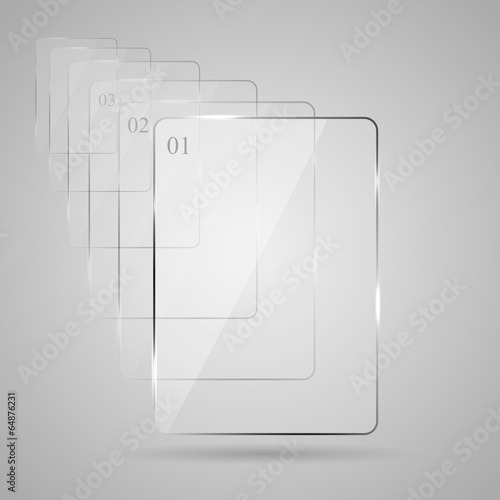 Glass plate on gray background