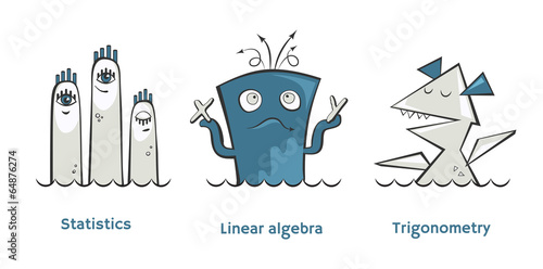 Set of math monsters