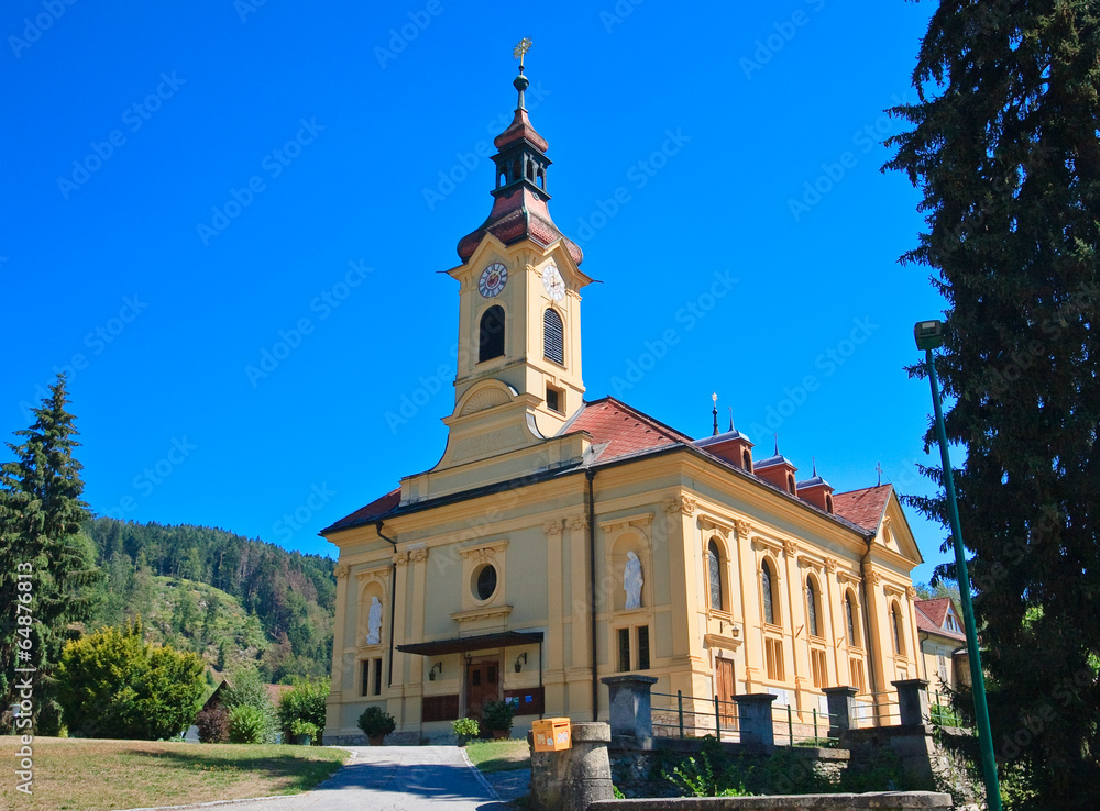 Naklejka premium Parish Catholic Church in Portschach am Worthersee Austria