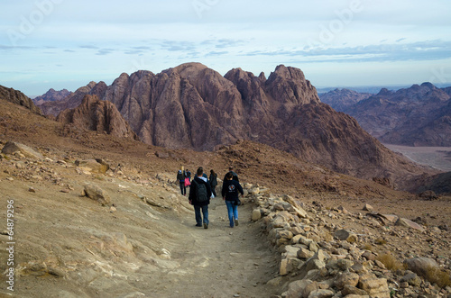 Tourists descend from Mount Moses, Egypt