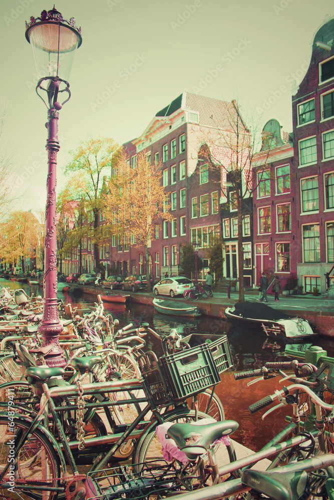 Obraz Old Amsterdam Bicycles Light