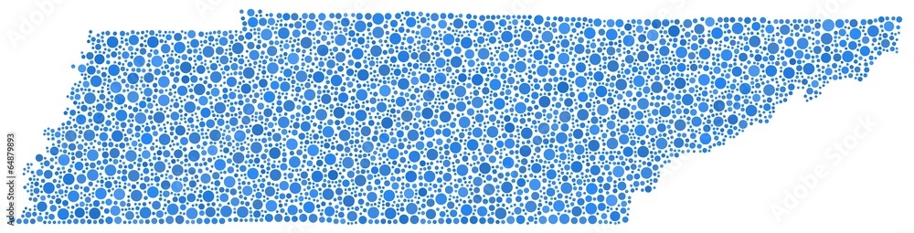 Map of Tennessee in a mosaic of blue bubbles Map of Tennessee in a mosaic of blue bubbles