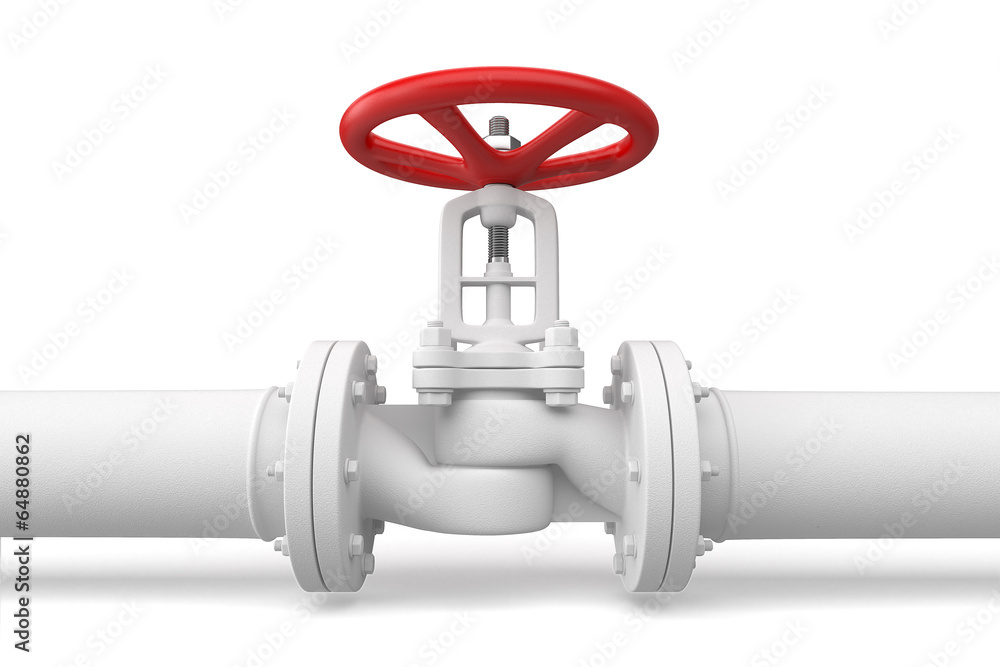 Water pipeline with valve. Isolated on white background Water pipeline with valve. Isolated on white background
