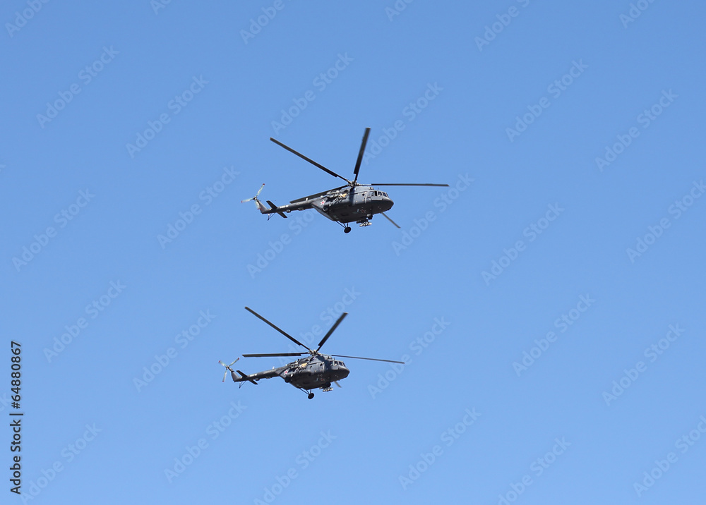 Helicopters in flight Helicopters in flight