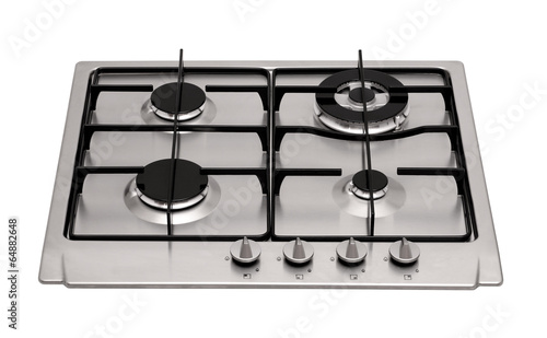 Fotografija Stainless steel gas hob isolated on white