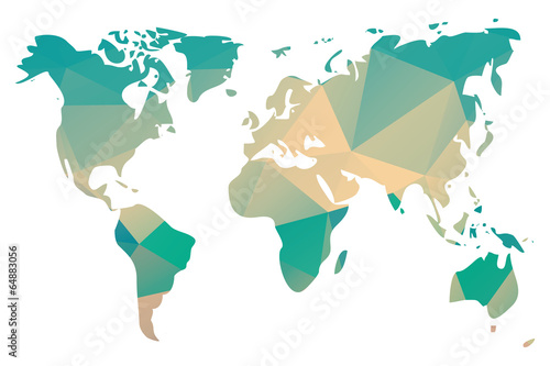 World map in geometric triangle pattern design
