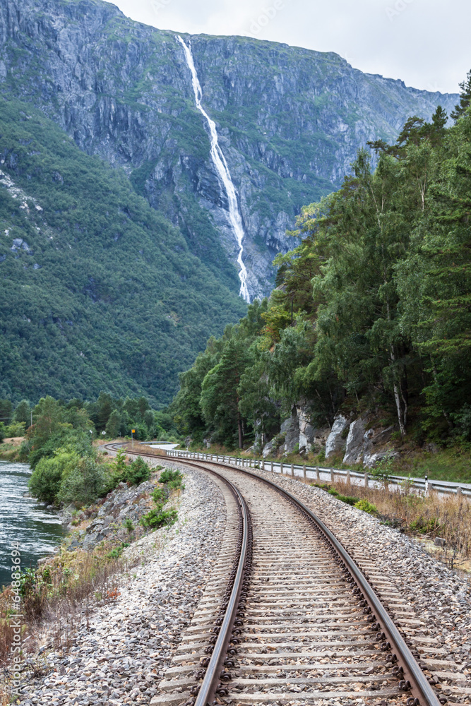 Fototapeta premium Railway in the mountains in the Norway