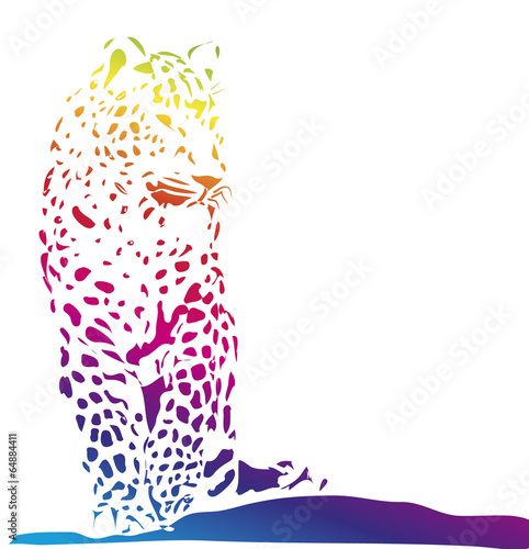 Isolated colorful jaguar on white background - illustration
