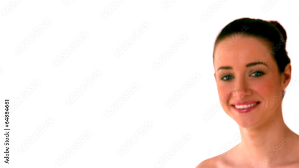 Beautiful brunette smiling at camera Beautiful brunette smiling at camera