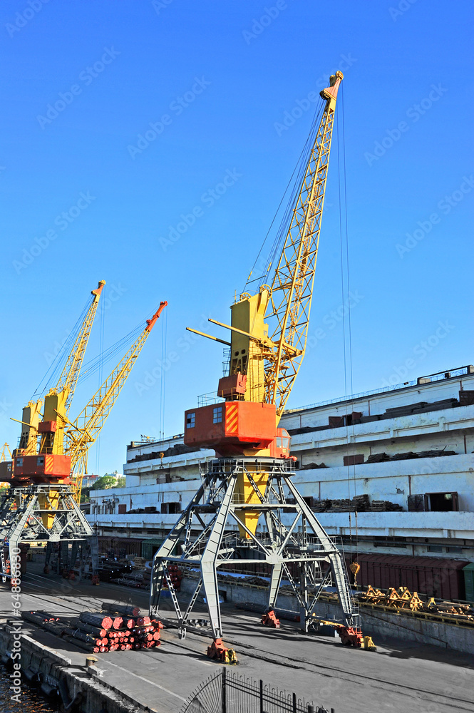 Pipe stack, ready for shipping under cargo crane