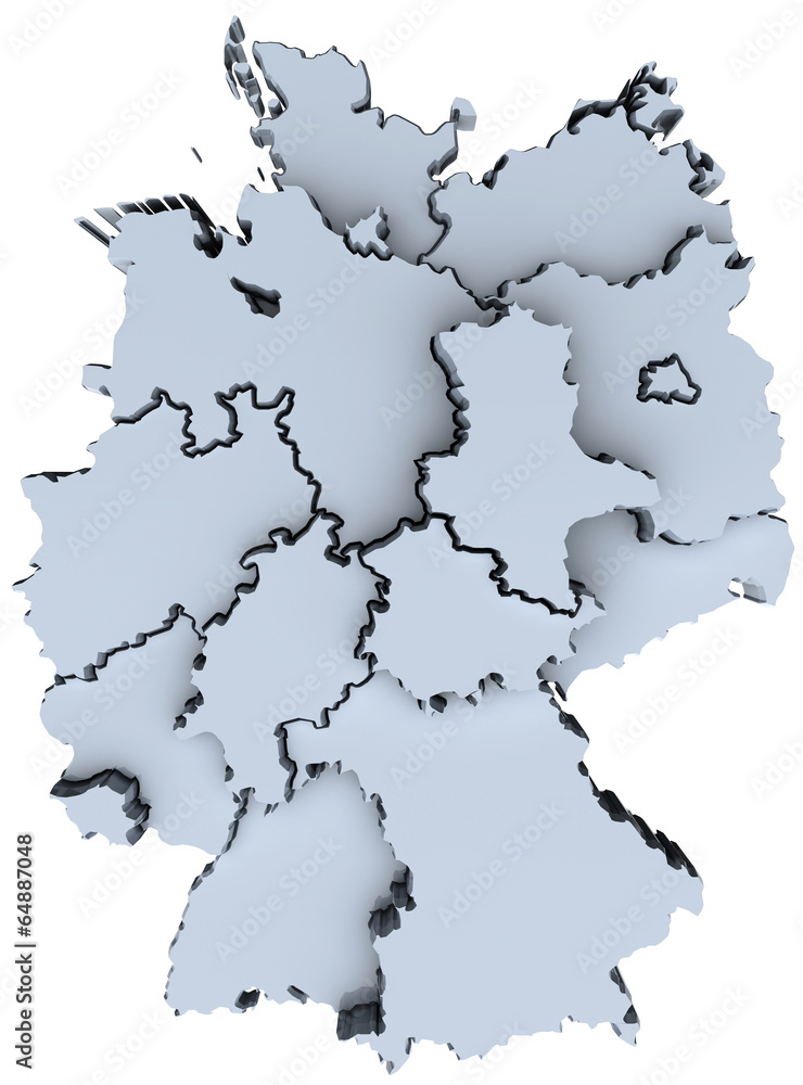 Fototapeta premium Germany national map Deutschland states 3D