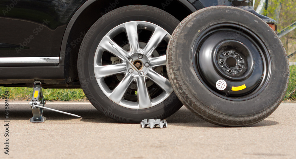 Fixing a puncture at the roadside