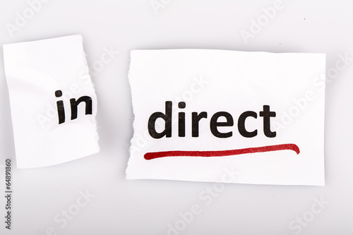 The word indirect changed to direct on torn paper photo