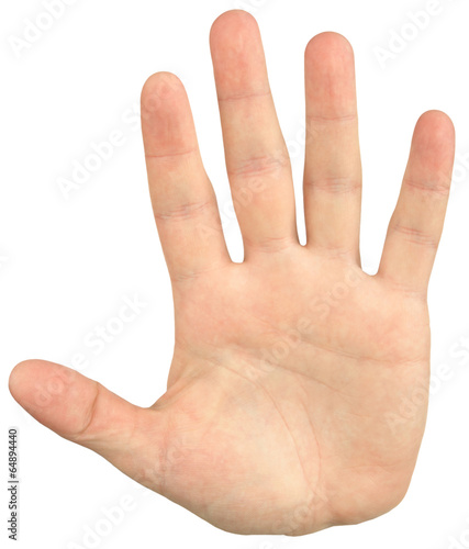 Close-up image of mans hand give a palm hand gesture