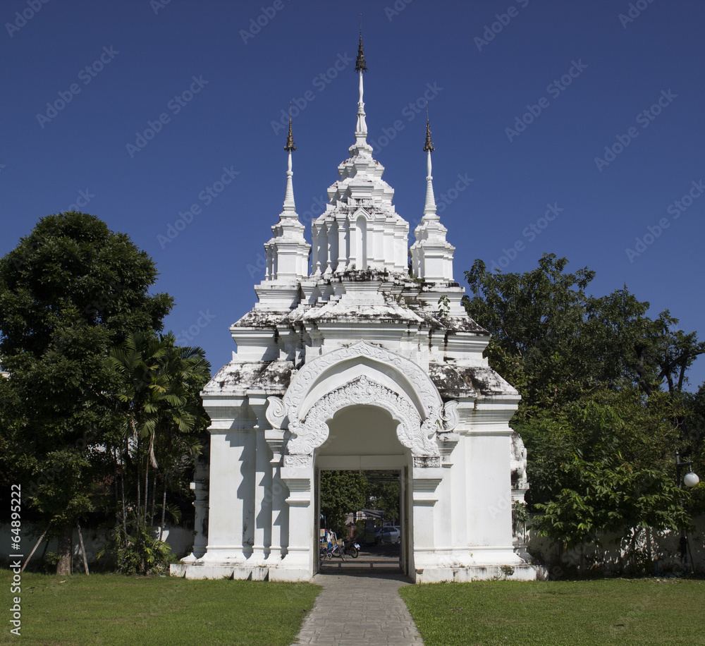 old white asian temple entrance
