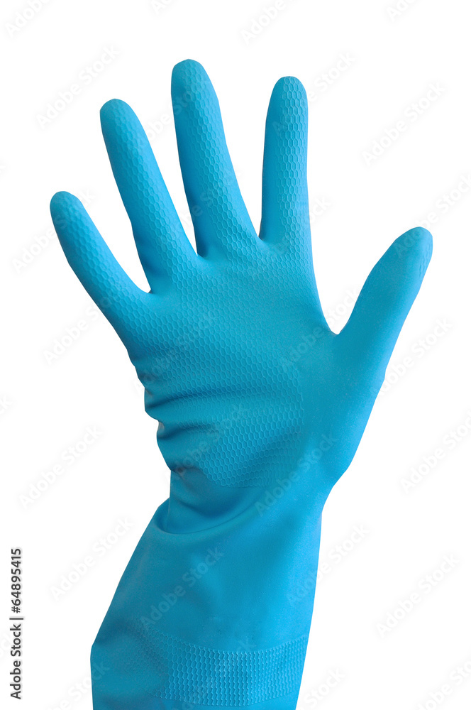 Blue rubber glove on white background with clipping path. Blue rubber glove on white background with clipping path.