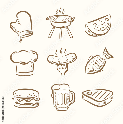 barbecue icon set