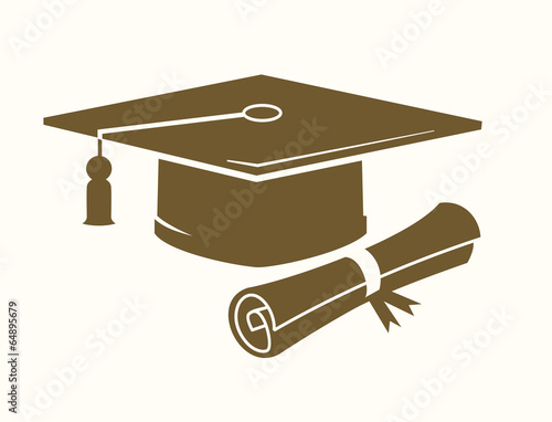 graduation cap and diploma