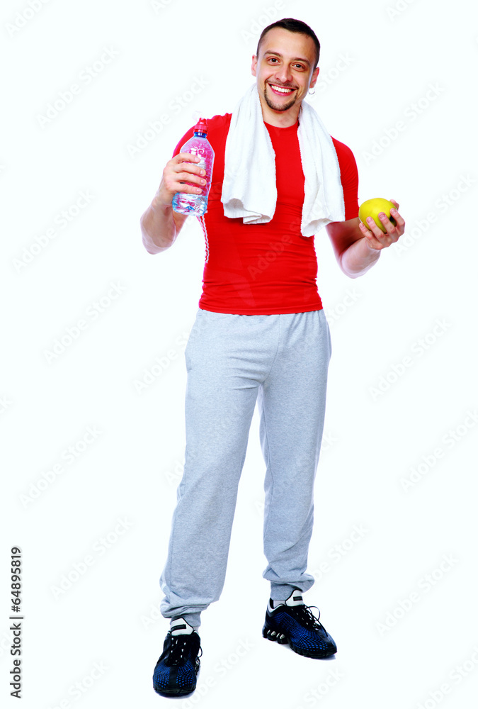 Fitness man just after a workout over white background Fitness man just after a workout over white background