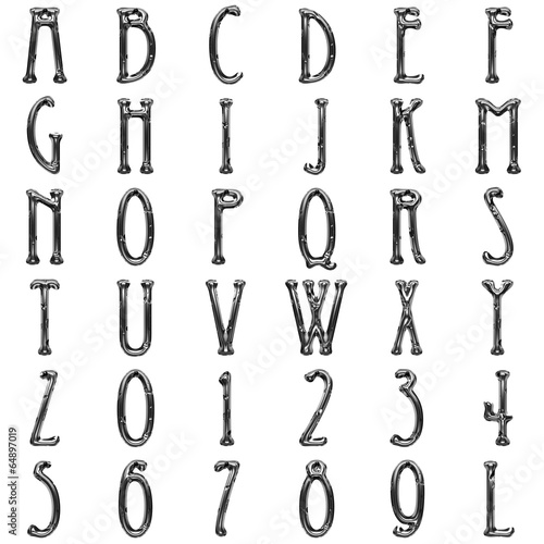 Metal  alphabet on white background