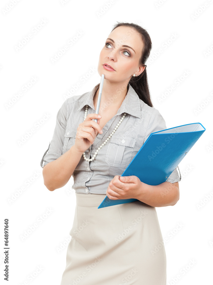 business woman with a blue folder