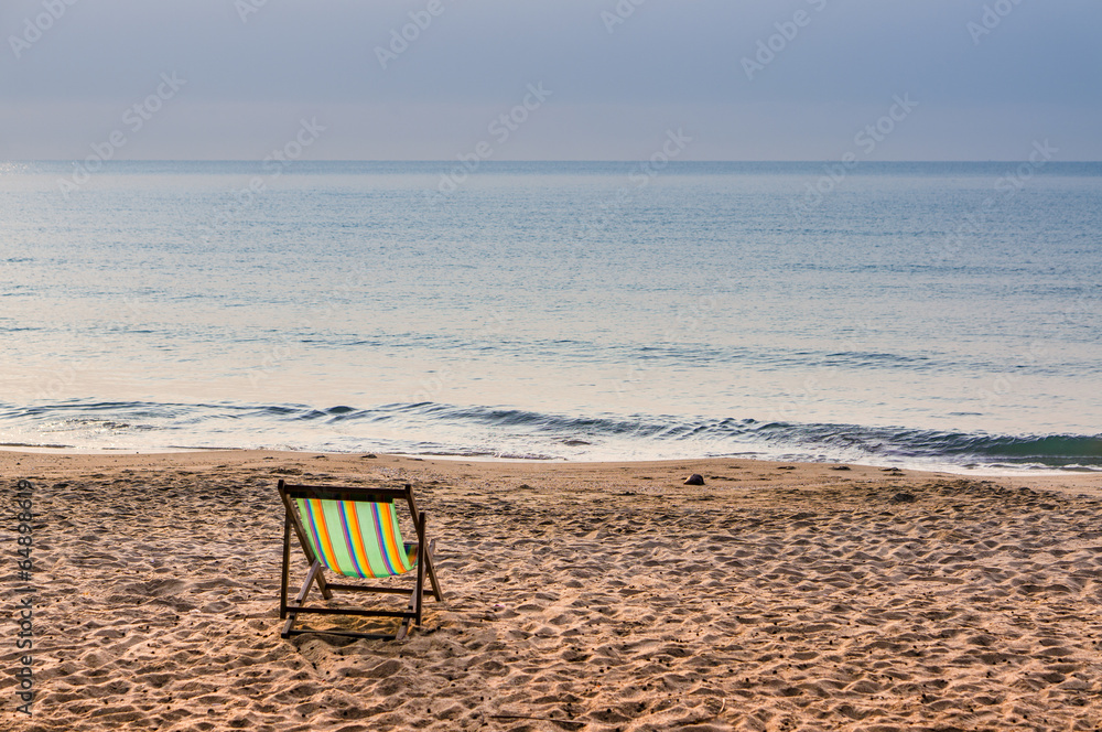daybed on the beach with blue sea, Thailand daybed on the beach with blue sea, Thailand