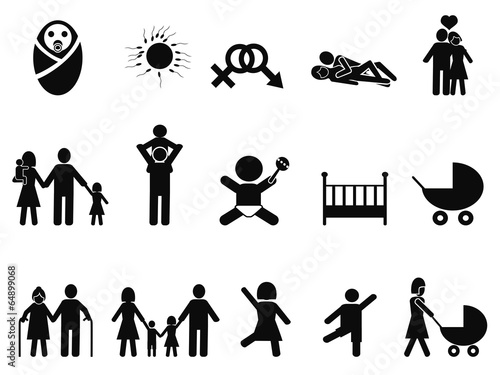 family life icons set
