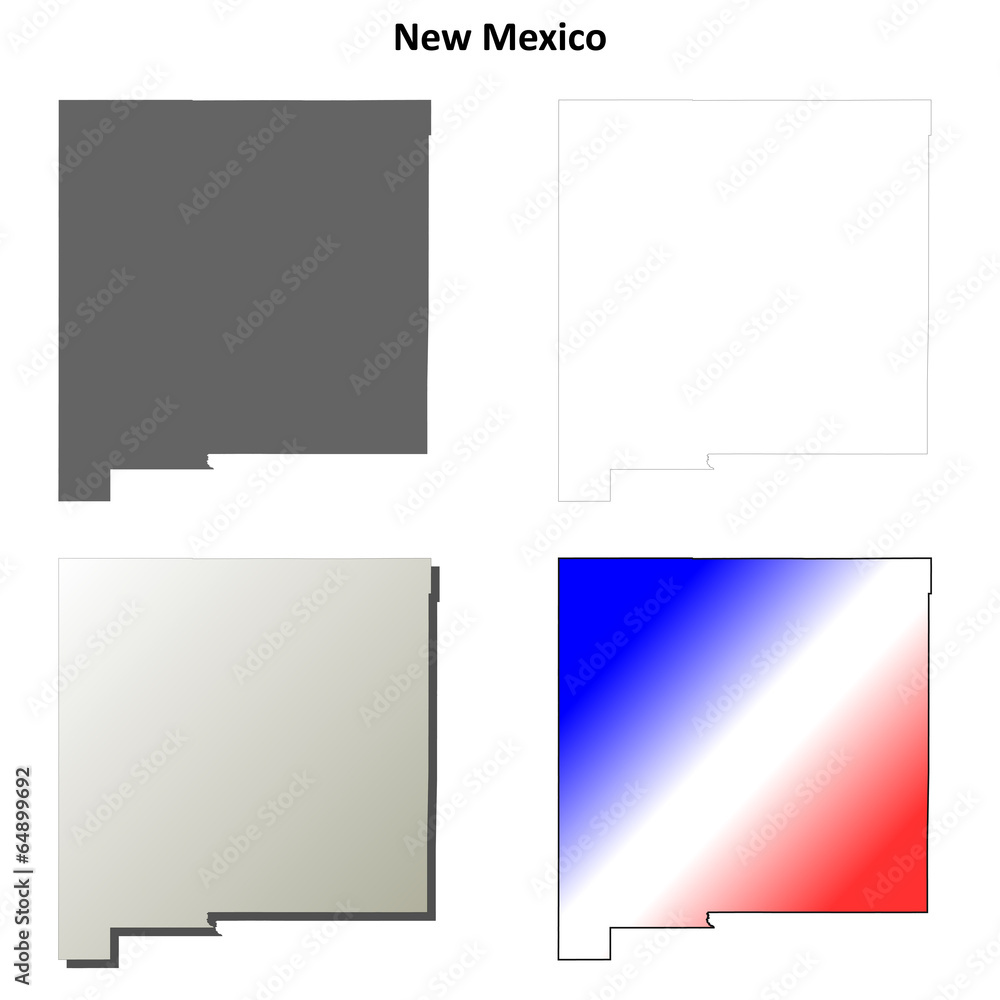 New Mexico blank outline map set