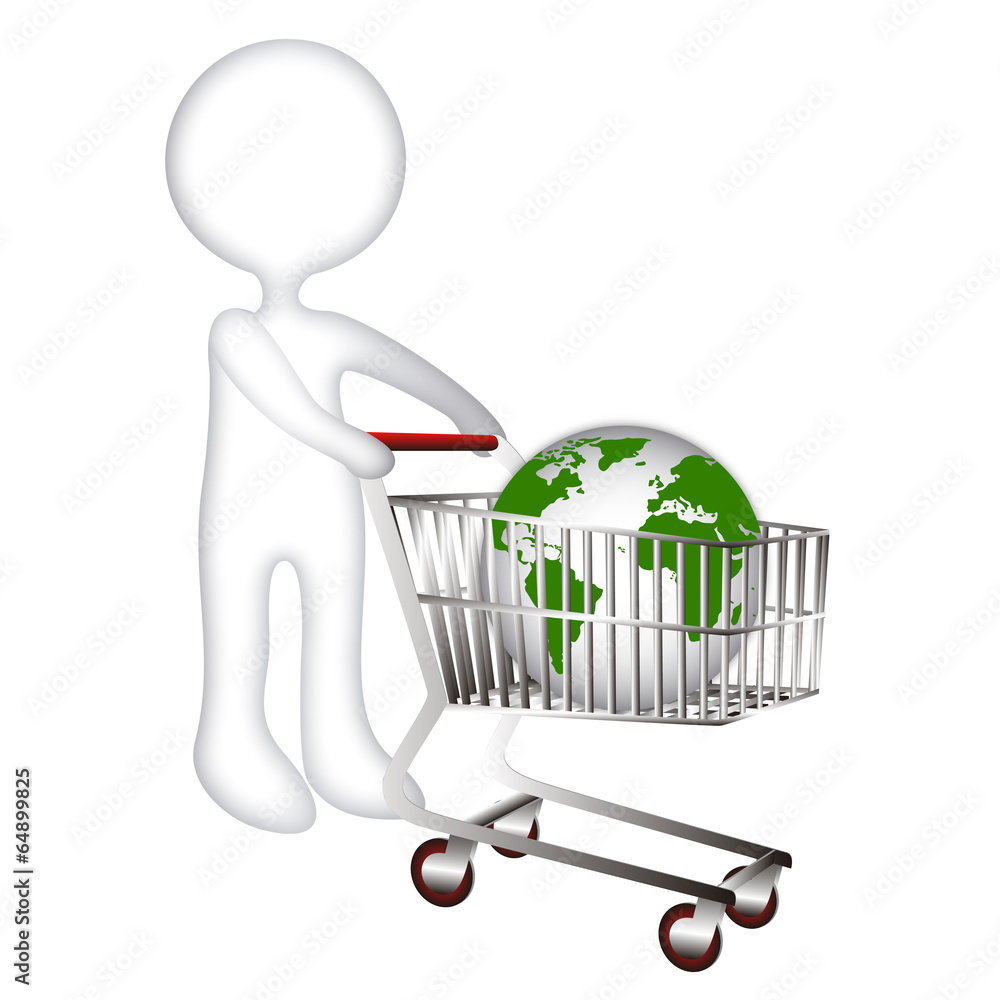 monigote con carrito y bola del mundo 2